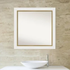 Amanti Art Eva White Gold Framed Bathroom Wall Mirror, 31" x 31" -Amanti Art Shop GUEST 2857220d 47da 45aa ac62 edfdd304b86e