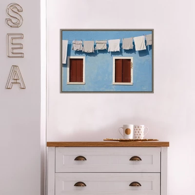 Amanti Art Hanging Laundry Along Blue Wall Framed Canvas by Brenda Tharp 7 Amanti Art Hanging Laundry Along Blue Wall Framed Canvas by Brenda Tharp - Image 5