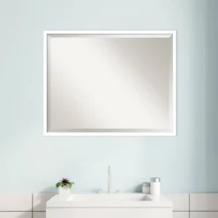 Amanti Art Svelte White Framed Bathroom Vanity Wall Mirror - 29 x 23 -Amanti Art Shop GUEST 2a94514f 4808 4ad2 a983 db355857586e