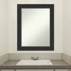 Amanti Art 23" x 29" Corvino Black Wood Non-Beveled Bathroom Wall Mirror -Amanti Art Shop GUEST 2adc91bf 3245 41e7 af23 142a4818d878