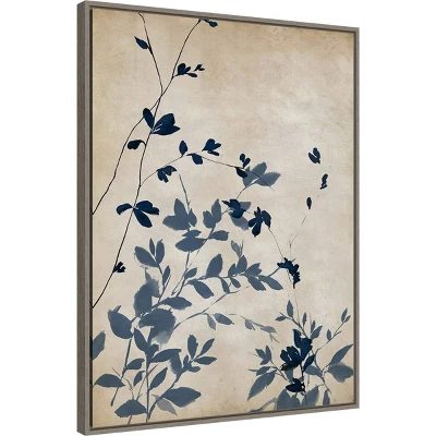 Amanti Art Indigo Leaves II by Isabelle Z Framed Canvas Wall Art - Gray Wash 3 Amanti Art Indigo Leaves II by Isabelle Z Framed Canvas Wall Art - Gray Wash