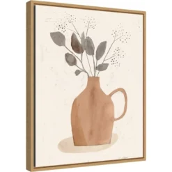 Amanti Art 16" x 20" La Planta II Floral Vase by Victoria Barnes Framed Canvas Wall Art