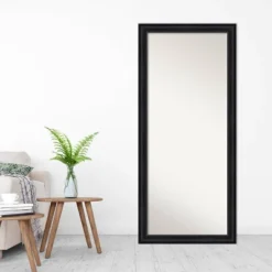 29" X 65" Non-Beveled Astor Black Full Length Floor Leaner Mirror - Amanti Art -Amanti Art Shop GUEST 2c9b3663 6dd4 49ef b499 2fd1dcb13ddd
