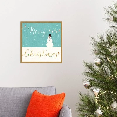 Amanti Art 16x16 Merry Christmas Snowman Framed Canvas Wall Art 6 Amanti Art 16x16 Merry Christmas Snowman Framed Canvas Wall Art - Image 4