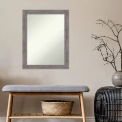 Amanti Art Pinstripe Plank Gray Narrow Non-Beveled Wall Mirror - 22" x 28" -Amanti Art Shop GUEST 2d6ad25e 89fc 4c28 87cc 6818ab2af645