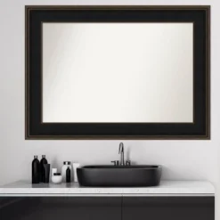 Amanti Art Mezzanine Espresso Brown Wood Bathroom Wall Mirror, 44" x 32" -Amanti Art Shop GUEST 2dbb48d9 9784 4dae 83ac 02052529da5c