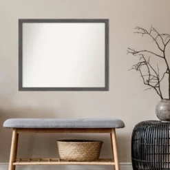 Amanti Art 30" x 24" Pinstripe Plank Gray Rustic Wall Mirror -Amanti Art Shop GUEST 2de91efb e3db 4728 9f16 96cb1eb77dcc