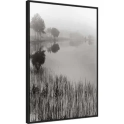 Amanti Art "Lakeside Mist" by Monte Nagler - 23" x 33" Framed Canvas Wall Art