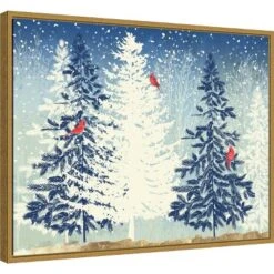 Amanti Art Snowy Christmas Trees Framed Canvas Wall Art by PI Studio - 24" x 18"