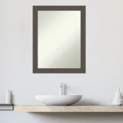 Brushed Non-Beveled Bathroom Wall Mirror -Amanti Art Shop GUEST 31ea8e06 e6ff 4baf 9ff5 a9d3faa37881