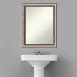 Amanti Art Lyla Ornate Silver Non-Beveled Bathroom Wall Mirror (22" x 28") -Amanti Art Shop GUEST 32eeada5 e64c 45ee bbe0 a8a114c16f6d