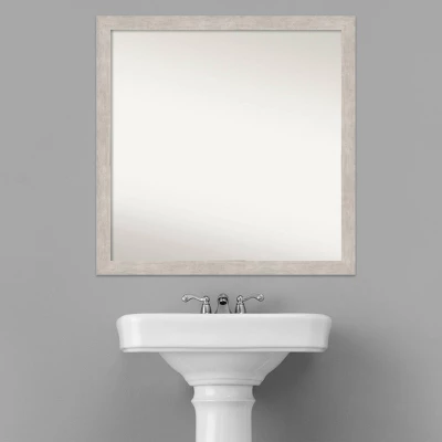 29" X 29" Non-Beveled Marred Wood Bathroom Wall Mirror Silver - Amanti Art 7 29" X 29" Non-Beveled Marred Wood Bathroom Wall Mirror Silver - Amanti Art - Image 5