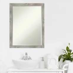 Amanti Art Dove Greywash Square Petite Bevel Bathroom Wall Mirror (26.5" x 20.5") -Amanti Art Shop GUEST 374b6fd6 9a31 471a a17a ffa232c2c6e4