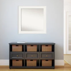 Amanti Art Ridge White 32" x 32" Contemporary Bathroom Wall Mirror -Amanti Art Shop GUEST 37d5d8b0 5c5b 45a7 b315 7a4f57915efd