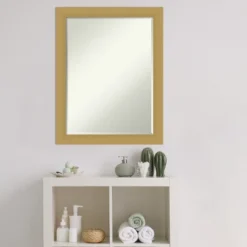Amanti Art Grace Brushed Gold Petite Bevel Bathroom Wall Mirror, 27.5" x 21.5" -Amanti Art Shop GUEST 3891688c fc87 4b80 ac35 05b84696bfb7