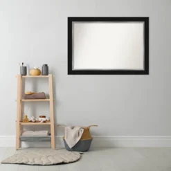 Amanti Art Eva Black & Silver Non-Beveled Bathroom Wall Mirror - 42" x 30" -Amanti Art Shop GUEST 39608c28 4f8c 47b7 87bf 378733433845