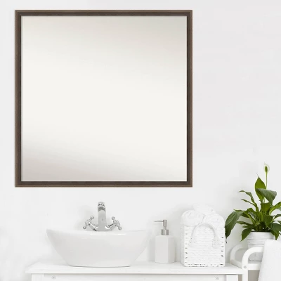 Amanti Art 27" x 27" Hardwood Wedge Mocha Brown Wood Bathroom Wall Mirror 8 Amanti Art 27" x 27" Hardwood Wedge Mocha Brown Wood Bathroom Wall Mirror - Image 6