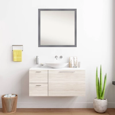 Amanti Art Edwin Wood Bathroom Wall Mirror - 29" x 29" Matte Gray Modern Square 6 Amanti Art Edwin Wood Bathroom Wall Mirror - 29" x 29" Matte Gray Modern Square - Image 4