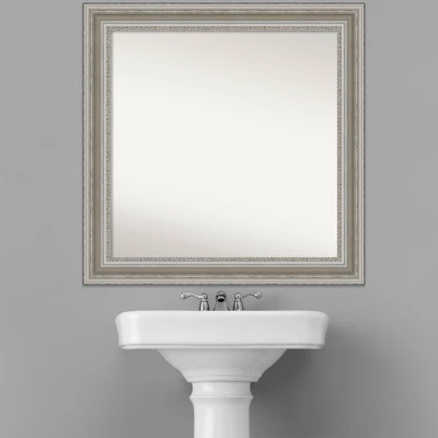 Amanti Art 32" x 32" Parlor Silver Ornate Bathroom Wall Mirror 9 Amanti Art 32" x 32" Parlor Silver Ornate Bathroom Wall Mirror - Image 7