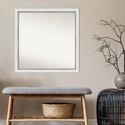 Amanti Art 29" x 29" Eva White Silver Narrow Framed Wall Mirror 8 Amanti Art 29" x 29" Eva White Silver Narrow Framed Wall Mirror - Image 6
