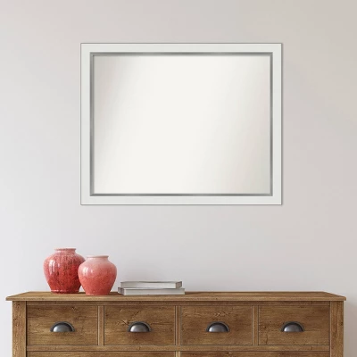 Amanti Art 31" x 25" Eva White Silver Narrow Non-Beveled Wall Mirror 9 Amanti Art 31" x 25" Eva White Silver Narrow Non-Beveled Wall Mirror - Image 7
