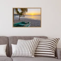 Amanti Art Sunset and Wooden Fishing Boat Framed Canvas Wall Art by Don Paulson (23" x 16") -Amanti Art Shop GUEST 3bec74d9 d26a 4224 9c9d 9ef9bf44840f