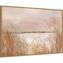 Amanti Art Golden Pink Beach by Allison Pearce 33" x 23" Framed Canvas Wall Art