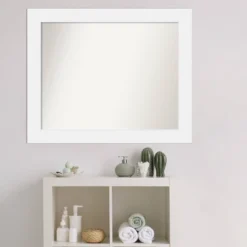 Amanti Art Corvino White Wood Non-Beveled Bathroom Wall Mirror (33" x 27") -Amanti Art Shop GUEST 3dad0194 a500 43c2 9330 f361b009c66e