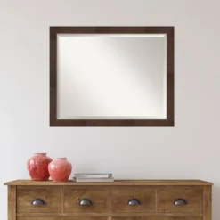 31" X 25" Wildwood Narrow Framed Wall Mirror Brown - Amanti Art -Amanti Art Shop GUEST 3dd799fb 3faa 4d1a a310 2d0413e03254