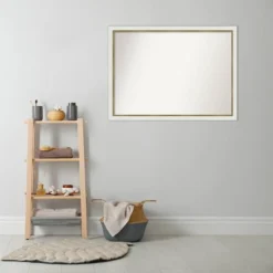 Amanti Art Eva Narrow White and Gold Bathroom Wall Mirror - 41" x 30" -Amanti Art Shop GUEST 3e48e97f 969c 4875 b2ac f3f77ccc0d4a