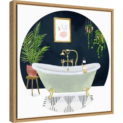 16" X 16" Homebody Collection C Bath By Victoria Borges Framed Canvas Wall Art Brown - Amanti Art