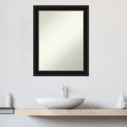 Amanti Art Manhattan Non-Beveled Bathroom Wall Mirror with Gold Beaded Edge -Amanti Art Shop GUEST 40c46e41 113d 4a08 9954 a15fc68f0d5f