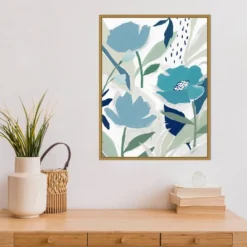 18" X 24" Song Of The Wind I Blue Flowers By Isabelle Z Framed Canvas Wall Art - Amanti Art -Amanti Art Shop GUEST 410d6563 4da0 40f4 bd4b 5fea3761a02f