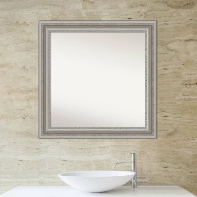 Amanti Art 32" x 32" Parlor Silver Ornate Bathroom Wall Mirror 7 Amanti Art 32" x 32" Parlor Silver Ornate Bathroom Wall Mirror - Image 5