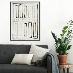 Amanti Art Batik Block Flag I by Jennifer Paxton Parker Framed Canvas Wall Art - 23x30 Black -Amanti Art Shop GUEST 416b6201 c898 4671 b50f e1e9a55d0a70