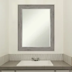 Amanti Art Regis Barnwood Grey Wood Bathroom Wall Mirror with Petite Bevel -Amanti Art Shop GUEST 4250be10 aa9f 426b 8238 1b61376ba063
