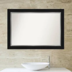 Amanti Art Eva Black & Silver Non-Beveled Bathroom Wall Mirror - 42" x 30" -Amanti Art Shop GUEST 42f8a334 5deb 4fd3 9b73 6f6783fb1f84