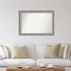 41" X 29" Non-Beveled Waveline Silver Narrow Wall Mirror - Amanti Art 12 41" X 29" Non-Beveled Waveline Silver Narrow Wall Mirror - Amanti Art -Amanti Art Shop GUEST 43a8872c f975 4ca2 b9c3 d03dd76453ff