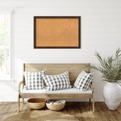 Amanti Art 39"x27" Warm Walnut Wood Framed Natural Cork Bulletin Board 6 Amanti Art 39"x27" Warm Walnut Wood Framed Natural Cork Bulletin Board - Image 4