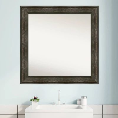 32" X 32" Non-Beveled Rail Rustic Char Bathroom Wall Mirror - Amanti Art 10 32" X 32" Non-Beveled Rail Rustic Char Bathroom Wall Mirror - Amanti Art - Image 8