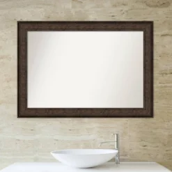 Amanti Art Ridge Bronze 42" x 30" Non-Beveled Bathroom Wall Mirror -Amanti Art Shop GUEST 44779a33 906e 4381 b715 c4bcc4aa6aa4