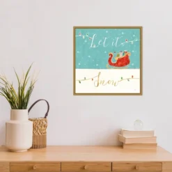 Amanti Art Let It Snow Christmas Sleigh by Veronique Charron 16x16 Framed Canvas Wall Art -Amanti Art Shop GUEST 45615550 4919 4f74 b12f 11b5853e216c