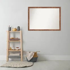 Amanti Art Fresco Light Pecan Brown Wood Bathroom Wall Mirror - 41" x 30" -Amanti Art Shop GUEST 46f53686 c5d9 4919 ae1d 6f458369b7de