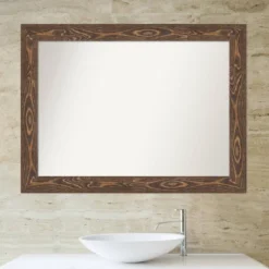 Amanti Art Bridge Brown 44" x 33" Non-Beveled Wood Bathroom Wall Mirror -Amanti Art Shop GUEST 475932d4 20c9 4f2d 9c1a a572988b7e5c