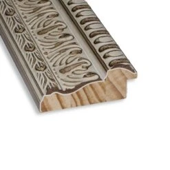 30" X 66" Non-Beveled Fair Baroque Cream Wood Full Length Floor Leaner Mirror - Amanti Art