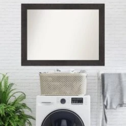 44" X 33" Non-Beveled Rustic Plank Espresso Wall Mirror - Amanti Art: Rectangle, Polystyrene Frame, Wall Mounted -Amanti Art Shop GUEST 49c33198 dc1b 45e3 ac7b aed4c39fb39b