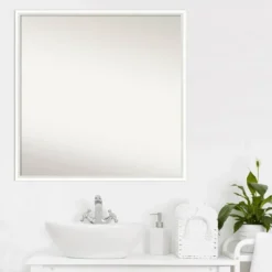 Amanti Art Lucie White Wood Bathroom Wall Mirror - 27" x 27" Non-Beveled -Amanti Art Shop GUEST 4abe85ae f48c 44f2 bdb7 fa8b3bc2f8a3