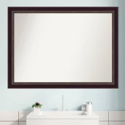 42" X 31" Non-Beveled Signore Bronze Wood Bathroom Wall Mirror - Amanti Art -Amanti Art Shop GUEST 4d442611 30d8 43b2 949f 252dab0b488e