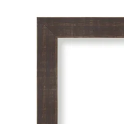 Amanti Art Whiskey Brown Rustic Wood Bathroom Mirror with Petite Bevel