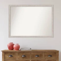 Amanti Art Marred Silver 41" x 30" Modern Wood Wall Mirror -Amanti Art Shop GUEST 4e24b193 2126 4f45 a155 1d65f92e8c8e
